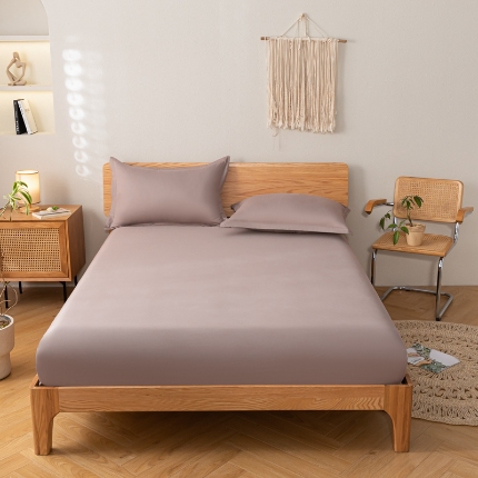 91家纺网 家纺一手货源 找家纺 （总）跨境专供13372喷气织造全棉床笠纯棉纯色三件套