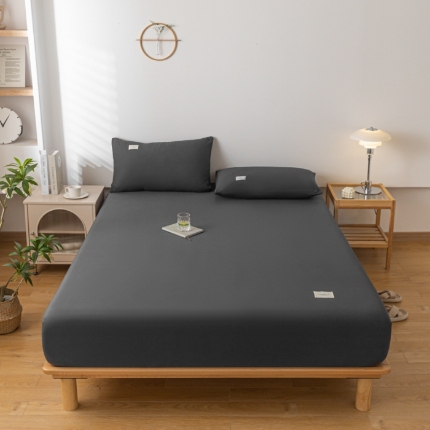 91家纺网 家纺一手货源 找家纺 （总）跨境专供13372喷气织造全棉床笠纯棉纯色三件套