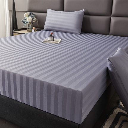 （总）跨境专供2025新款缎条工艺色丁光泽感凉感床笠 