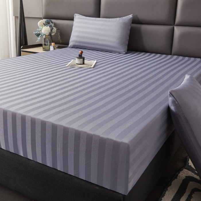 91家纺网 家纺一手货源 找家纺 （总）跨境专供2025新款缎条工艺色丁光泽感凉感床笠 