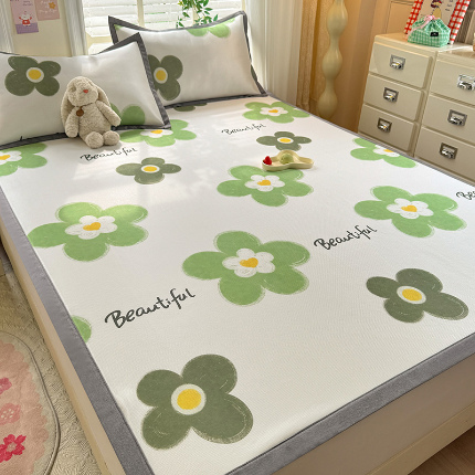 91家纺网 家纺一手货源 找家纺 （总）518家纺 2025新款亲肤舒适A类碳光冰丝抗菌凉席【提供买家秀】席子【提供买家秀】-平铺款