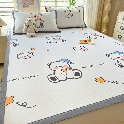 91家纺网 家纺一手货源 找家纺 （总）518家纺 2025新款亲肤舒适A类碳光冰丝抗菌凉席【提供买家秀】席子【提供买家秀】-平铺款