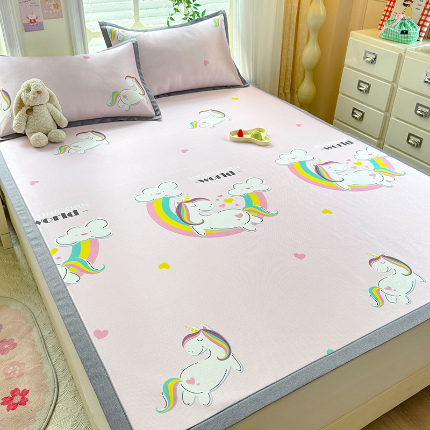 91家纺网 家纺一手货源 找家纺 （总）518家纺 2025新款亲肤舒适A类碳光冰丝抗菌凉席【提供买家秀】席子【提供买家秀】-平铺款