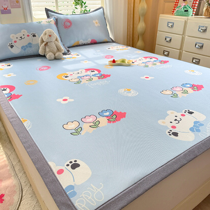 91家纺网 家纺一手货源 找家纺 （总）518家纺 2025新款亲肤舒适A类碳光冰丝抗菌凉席【提供买家秀】席子【提供买家秀】-平铺款