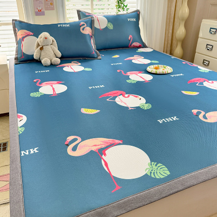 91家纺网 家纺一手货源 找家纺 （总）518家纺 2025新款亲肤舒适A类碳光冰丝抗菌凉席【提供买家秀】席子【提供买家秀】-平铺款