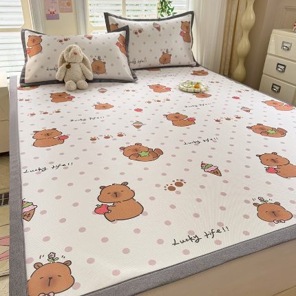 91家纺网 家纺一手货源 找家纺 （总）518家纺 2025新款亲肤舒适A类碳光冰丝抗菌凉席【提供买家秀】席子【提供买家秀】-平铺款