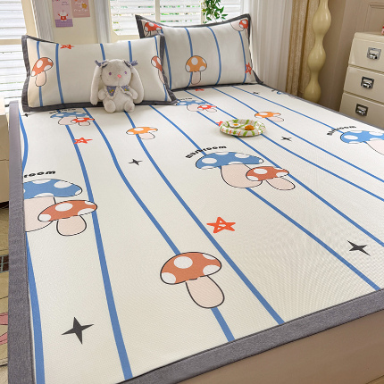 91家纺网 家纺一手货源 找家纺 （总）518家纺 2025新款亲肤舒适A类碳光冰丝抗菌凉席【提供买家秀】席子【提供买家秀】-平铺款