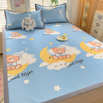 91家纺网 家纺一手货源 找家纺 （总）518家纺 2025新款亲肤舒适A类碳光冰丝抗菌凉席【提供买家秀】席子【提供买家秀】-平铺款