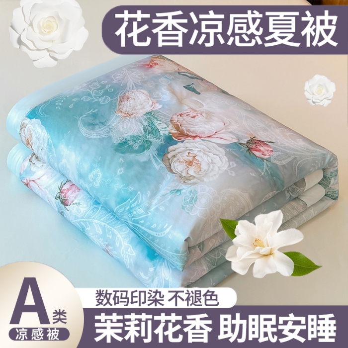 91家纺网 家纺一手货源 找家纺 （总）兴邦 2025新款直播爆款夏被花香凉感数码印花夏凉被空调被可机洗被芯-外贸跨境-外贸跨境