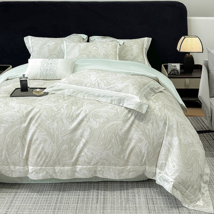 91家纺网 家纺一手货源 找家纺 春夏新品50*50S贡缎长绒棉活性数码印花四件套纯棉床单床笠高档礼盒装 清新绿-铂金时代-贡缎长绒