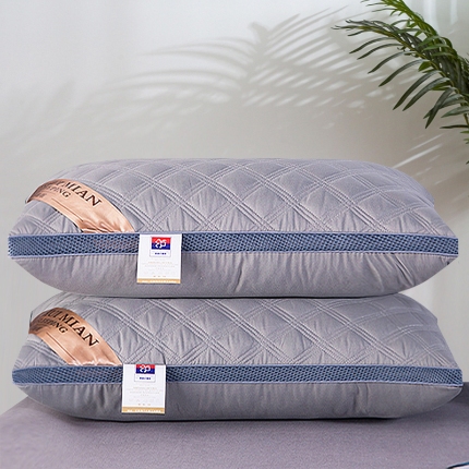 兴丝露枕芯 亲肤绗缝三线格枕芯 羽丝枕 舒适枕 中高枕 成人枕头 宿舍枕芯