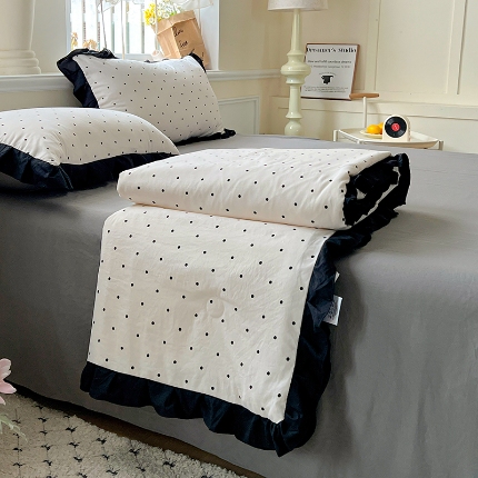 91家纺网 家纺一手货源 找家纺 （总）鑫利来家纺 2025爆款法式赫本风水洗棉韩版荷叶花边云朵棉夏被夏凉被空调被四件套直播爆款