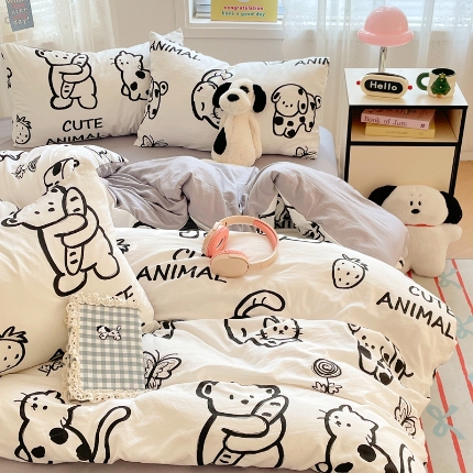 91家纺网 家纺一手货源 找家纺 （总）四件套水洗棉磨毛被套罩床单被子三件套学生宿舍床上用品2025新款