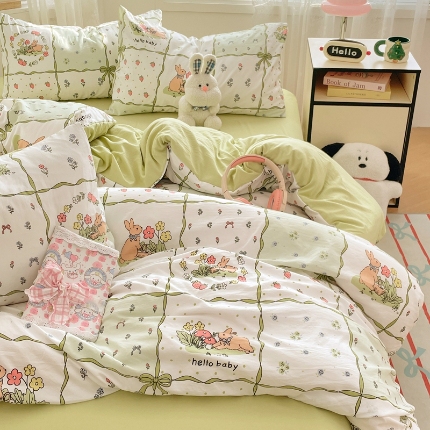 91家纺网 家纺一手货源 找家纺 （总）四件套水洗棉磨毛被套罩床单被子三件套学生宿舍床上用品2025新款