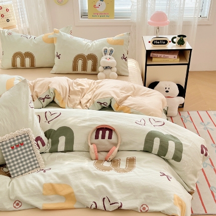 91家纺网 家纺一手货源 找家纺 （总）四件套水洗棉磨毛被套罩床单被子三件套学生宿舍床上用品2025新款