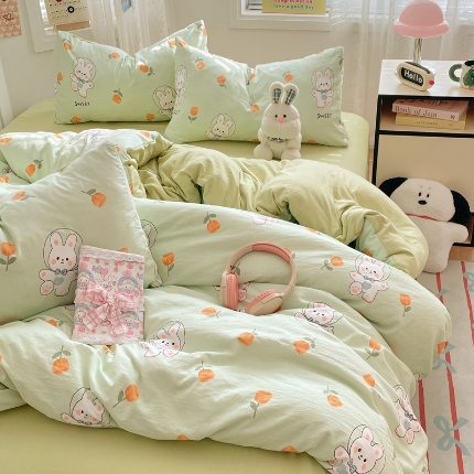 91家纺网 家纺一手货源 找家纺 （总）四件套水洗棉磨毛被套罩床单被子三件套学生宿舍床上用品2025新款