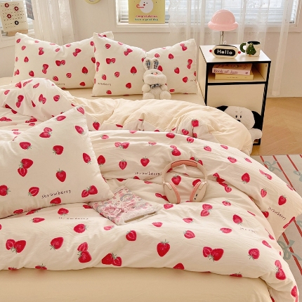 91家纺网 家纺一手货源 找家纺 （总）四件套水洗棉磨毛被套罩床单被子三件套学生宿舍床上用品2025新款