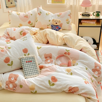 91家纺网 家纺一手货源 找家纺 （总）四件套水洗棉磨毛被套罩床单被子三件套学生宿舍床上用品2025新款