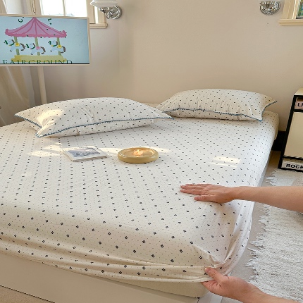 91家纺网 家纺一手货源 找家纺 （总）金丝鸟 2025春夏新款全棉纯棉双层纱床笠 床笠单件