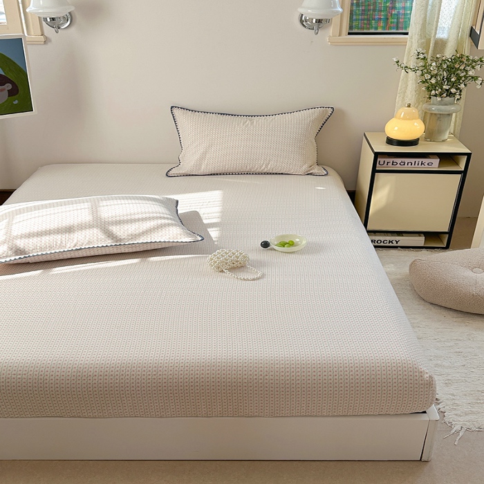 91家纺网 家纺一手货源 找家纺 金丝鸟 2025春夏新款全棉纯棉双层纱床笠 床笠单件 粉色小花