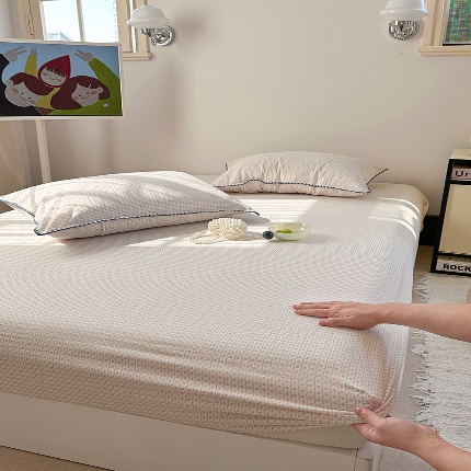 金丝鸟 2025春夏新款全棉纯棉双层纱床笠 床笠单件 粉色小花