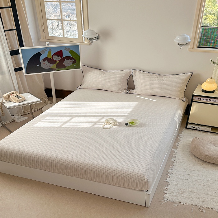 91家纺网 家纺一手货源 找家纺 金丝鸟 2025春夏新款全棉纯棉双层纱床笠 床笠单件 粉色小花