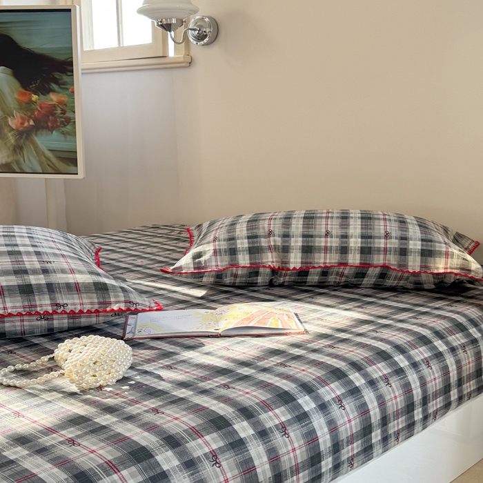 91家纺网 家纺一手货源 找家纺 金丝鸟 2025春夏新款全棉纯棉双层纱床笠 床笠单件 黑格尔