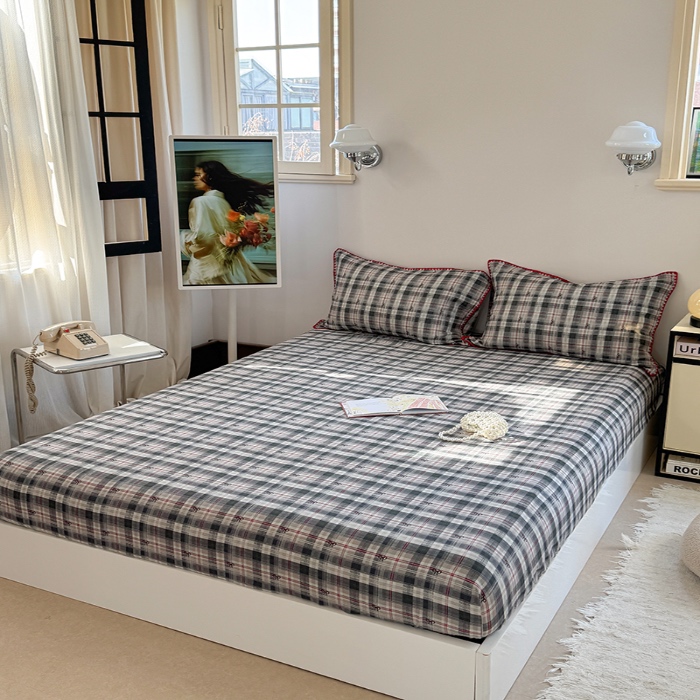 91家纺网 家纺一手货源 找家纺 金丝鸟 2025春夏新款全棉纯棉双层纱床笠 床笠单件 黑格尔