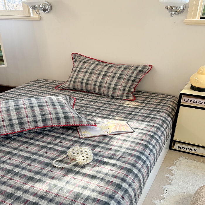 91家纺网 家纺一手货源 找家纺 金丝鸟 2025春夏新款全棉纯棉双层纱床笠 床笠单件 黑格尔