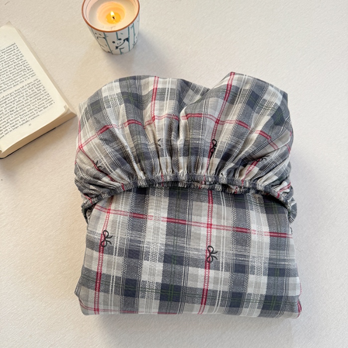 91家纺网 家纺一手货源 找家纺 金丝鸟 2025春夏新款全棉纯棉双层纱床笠 床笠单件 黑格尔