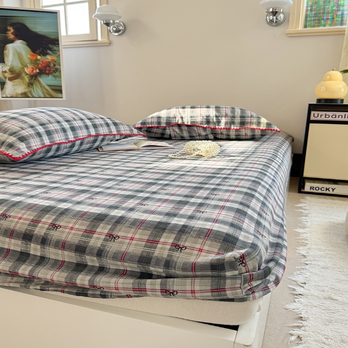 91家纺网 家纺一手货源 找家纺 金丝鸟 2025春夏新款全棉纯棉双层纱床笠 床笠单件 黑格尔