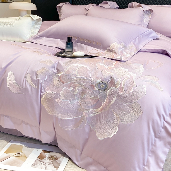 91家纺网 家纺一手货源 找家纺 （总）（总）星蕴家纺 2025新款100支澳棉正宗长绒棉四件套-绽放