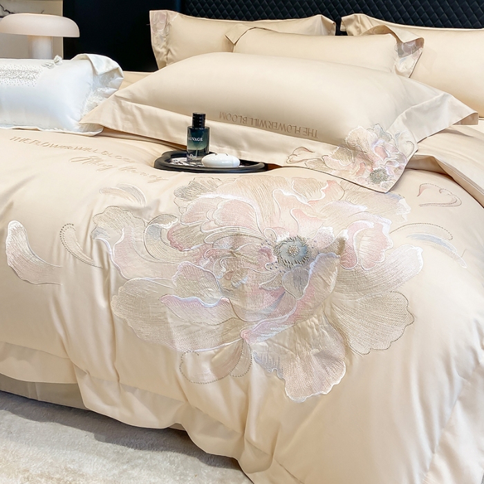 91家纺网 家纺一手货源 找家纺 （总）（总）星蕴家纺 2025新款100支澳棉正宗长绒棉四件套-绽放