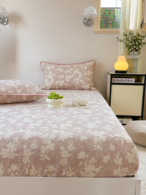 91家纺网 家纺一手货源 找家纺 金丝鸟 2025春夏新款全棉纯棉双层纱床笠 床笠单件 花影