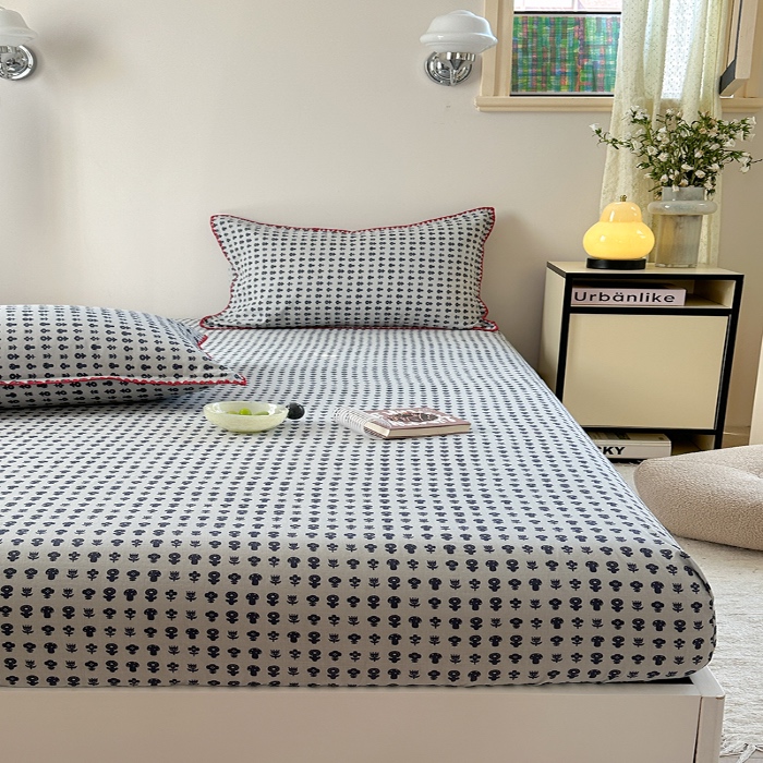 91家纺网 家纺一手货源 找家纺 金丝鸟 2025春夏新款全棉纯棉双层纱床笠 床笠单件 吉祥