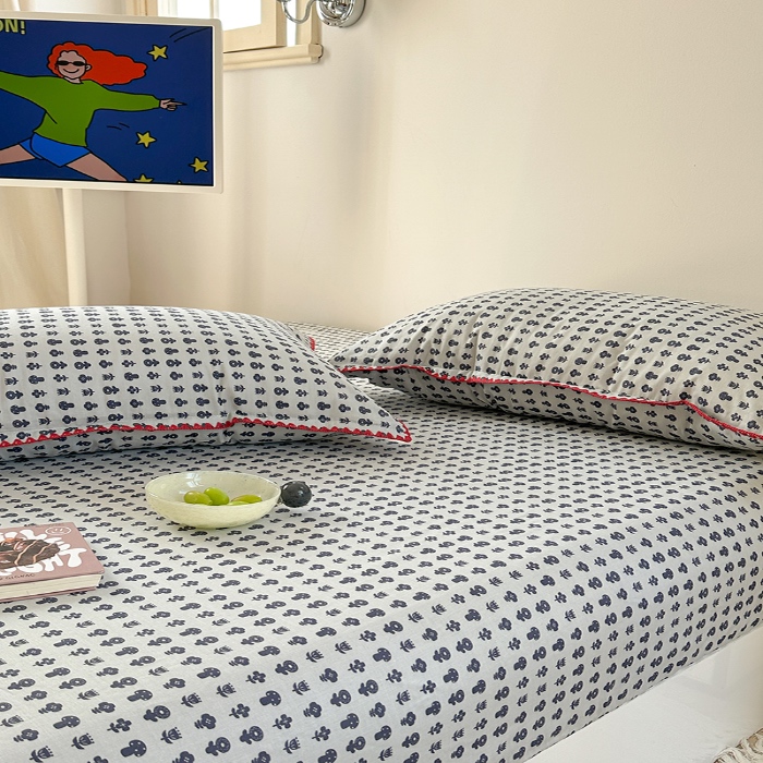 91家纺网 家纺一手货源 找家纺 金丝鸟 2025春夏新款全棉纯棉双层纱床笠 床笠单件 吉祥