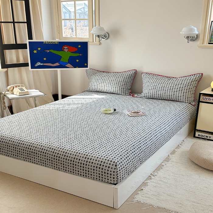 91家纺网 家纺一手货源 找家纺 金丝鸟 2025春夏新款全棉纯棉双层纱床笠 床笠单件 吉祥