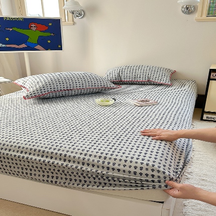 金丝鸟 2025春夏新款全棉纯棉双层纱床笠 床笠单件 吉祥