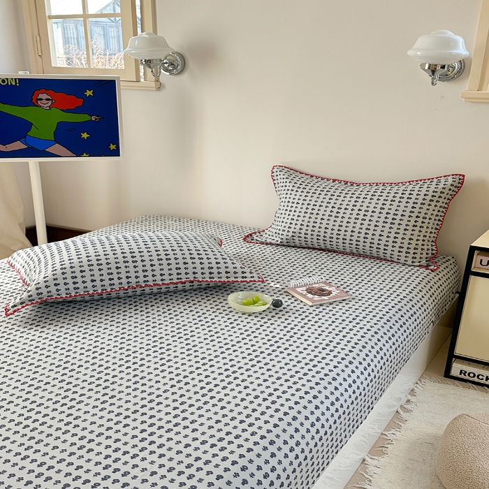 91家纺网 家纺一手货源 找家纺 金丝鸟 2025春夏新款全棉纯棉双层纱床笠 床笠单件 吉祥