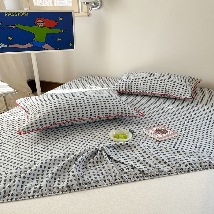 91家纺网 家纺一手货源 找家纺 金丝鸟 2025春夏新款全棉纯棉双层纱床笠 床笠单件 吉祥