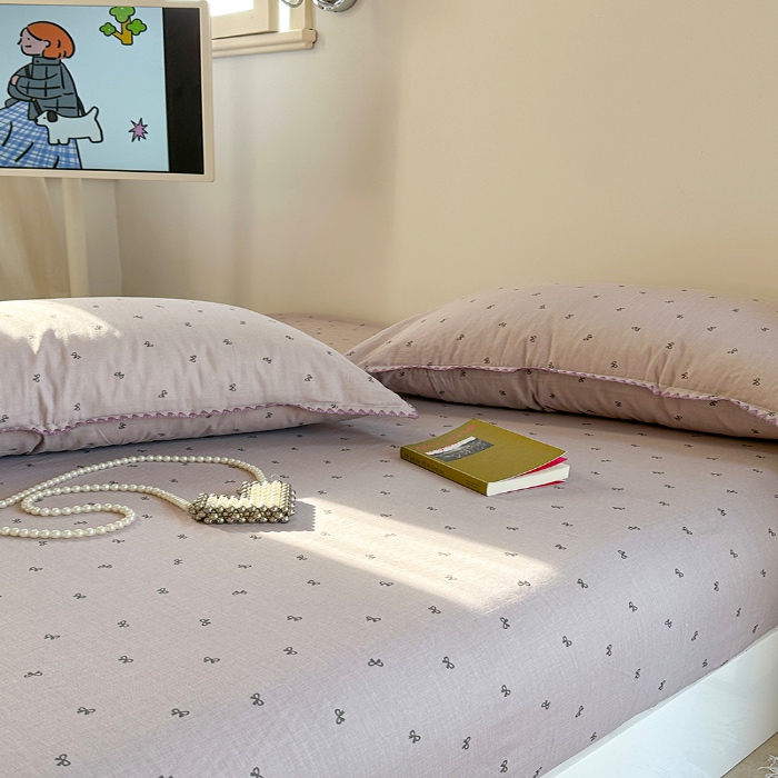 91家纺网 家纺一手货源 找家纺 金丝鸟 2025春夏新款全棉纯棉双层纱床笠 床笠单件 密语小结