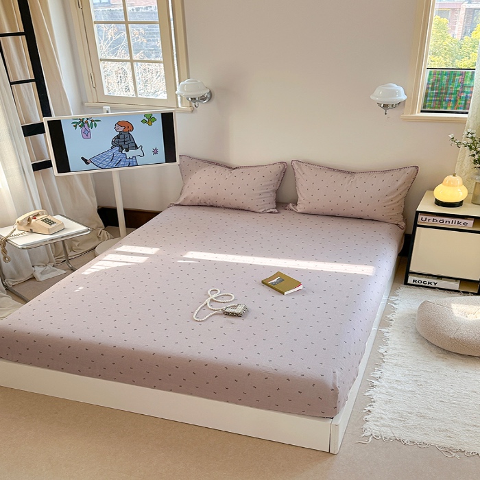 91家纺网 家纺一手货源 找家纺 金丝鸟 2025春夏新款全棉纯棉双层纱床笠 床笠单件 密语小结