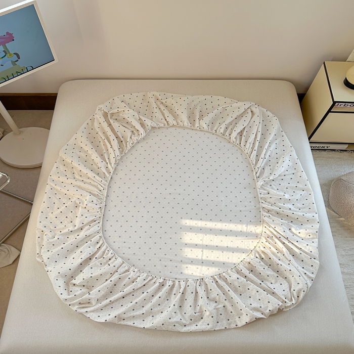 91家纺网 家纺一手货源 找家纺 金丝鸟 2025春夏新款全棉纯棉双层纱床笠 床笠单件 四叶纹