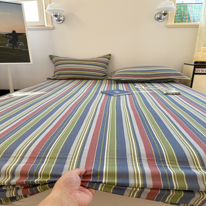 91家纺网 家纺一手货源 找家纺 金丝鸟 2025春夏新款全棉纯棉双层纱床笠 床笠单件 塔思琦