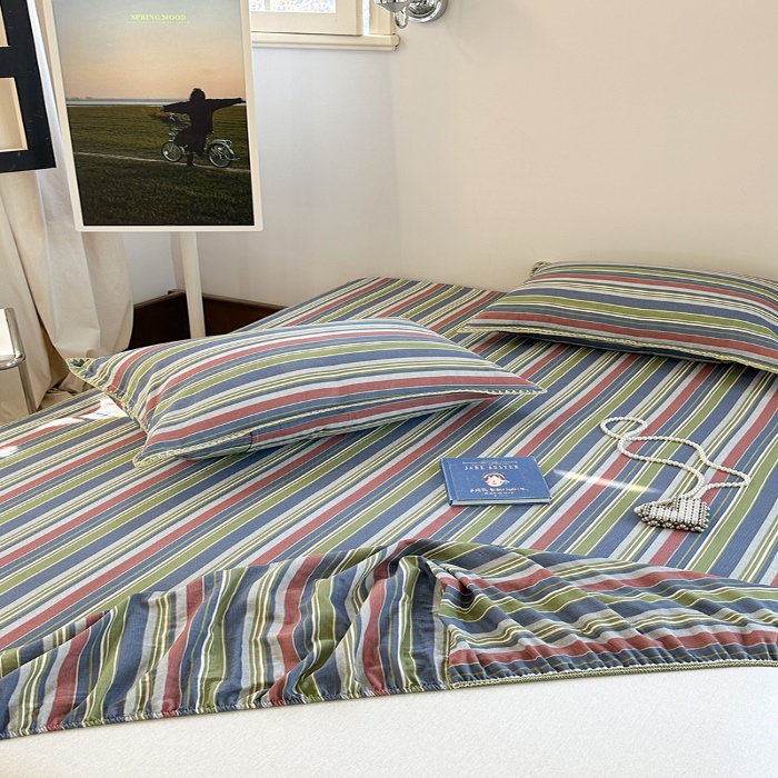 91家纺网 家纺一手货源 找家纺 金丝鸟 2025春夏新款全棉纯棉双层纱床笠 床笠单件 塔思琦