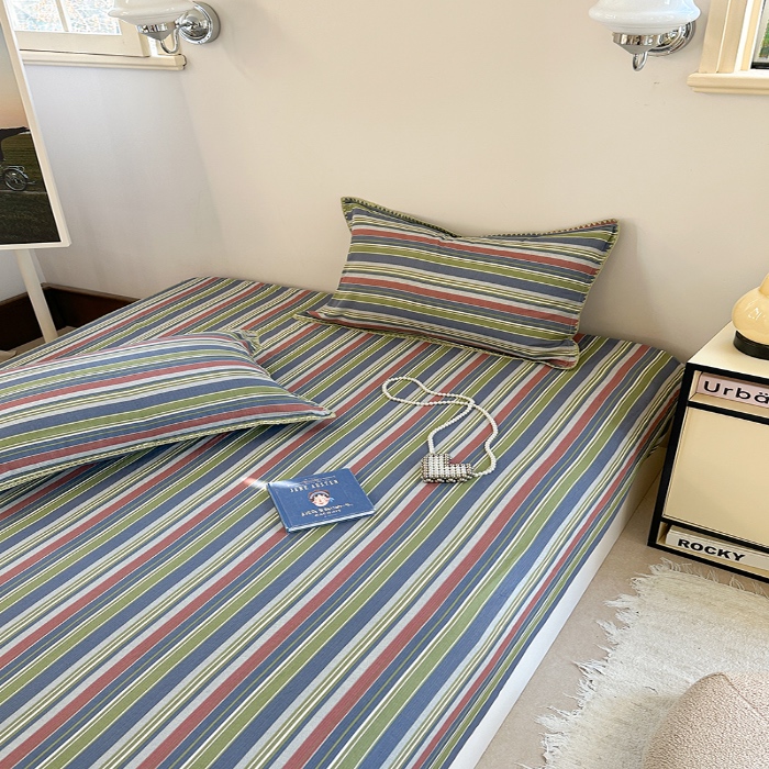 91家纺网 家纺一手货源 找家纺 金丝鸟 2025春夏新款全棉纯棉双层纱床笠 床笠单件 塔思琦