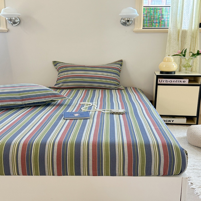 91家纺网 家纺一手货源 找家纺 金丝鸟 2025春夏新款全棉纯棉双层纱床笠 床笠单件 塔思琦