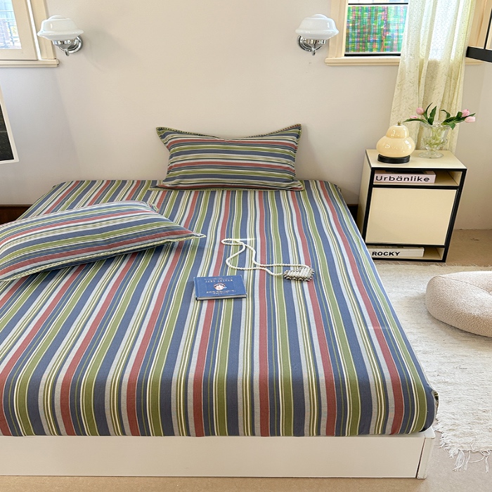 91家纺网 家纺一手货源 找家纺 金丝鸟 2025春夏新款全棉纯棉双层纱床笠 床笠单件 塔思琦