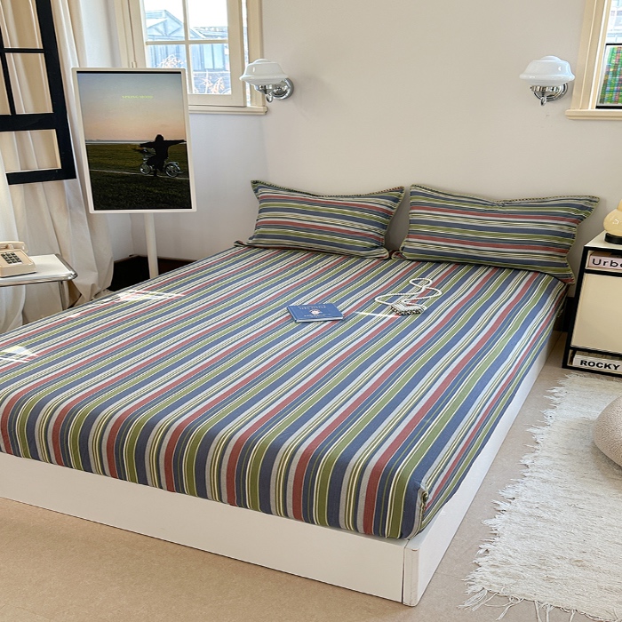 91家纺网 家纺一手货源 找家纺 金丝鸟 2025春夏新款全棉纯棉双层纱床笠 床笠单件 塔思琦