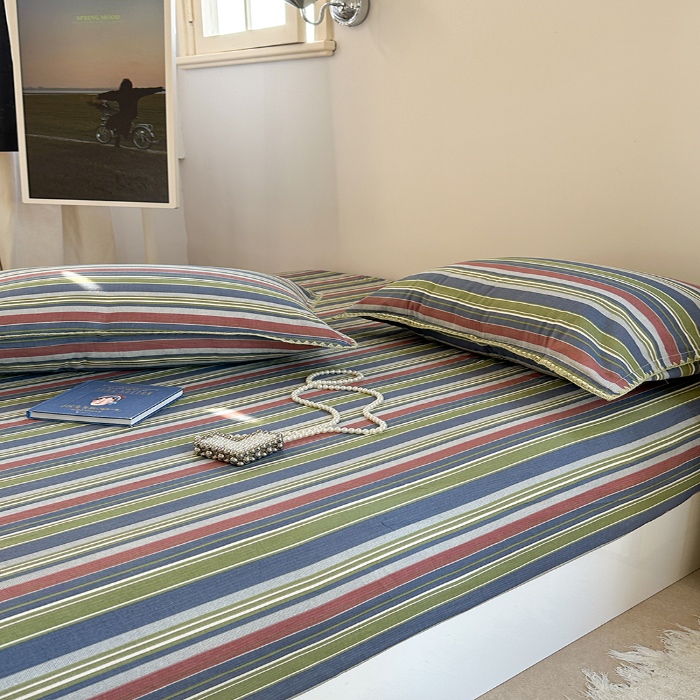 91家纺网 家纺一手货源 找家纺 金丝鸟 2025春夏新款全棉纯棉双层纱床笠 床笠单件 塔思琦